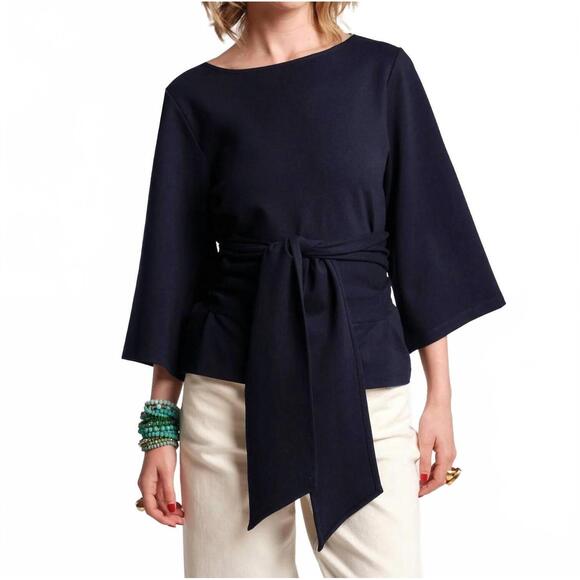 NEW FRANCES VALENTINE whitney wrap top in navy